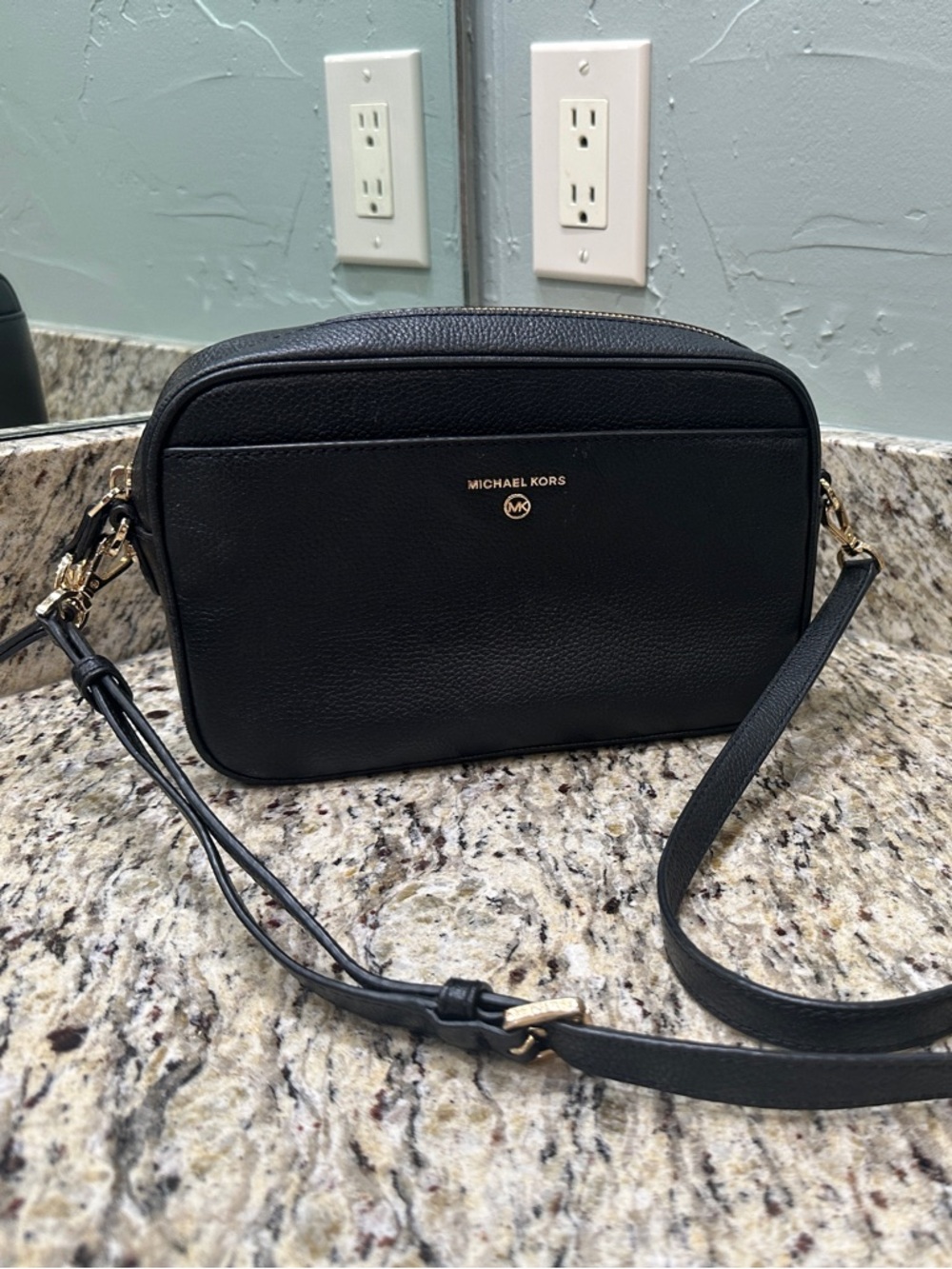 Michael Kors Black Leather Crossbody Purse